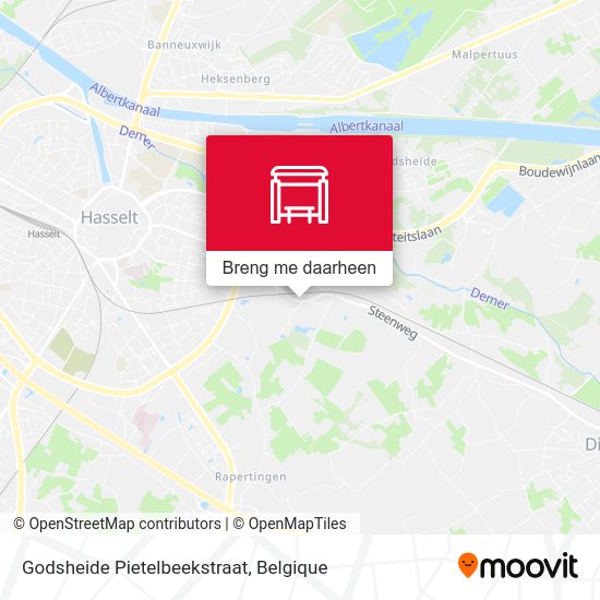 Godsheide Pietelbeekstraat kaart