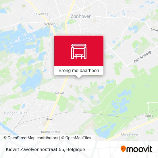 Kiewit Zavelvennestraat 65 kaart