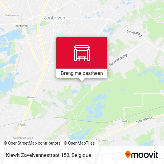 Kiewit Zavelvennestraat 153 kaart