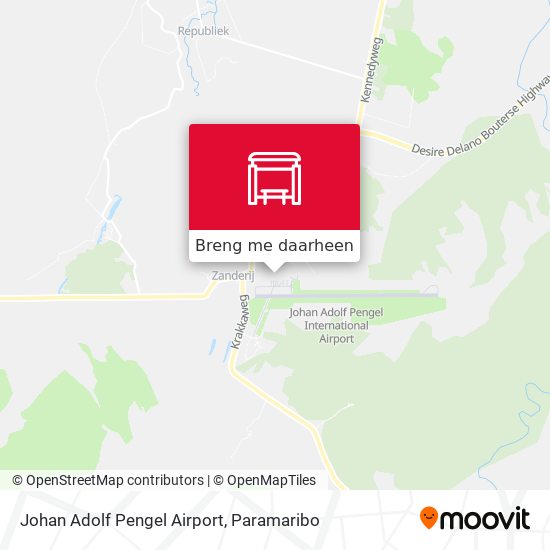 Johan Adolf Pengel Airport kaart