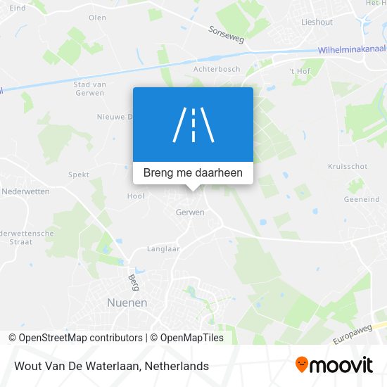 Wout Van De Waterlaan kaart