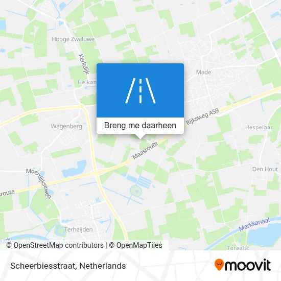 Scheerbiesstraat kaart