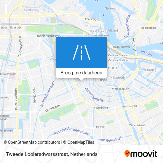 Tweede Looiersdwarsstraat kaart
