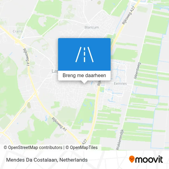 Mendes Da Costalaan kaart