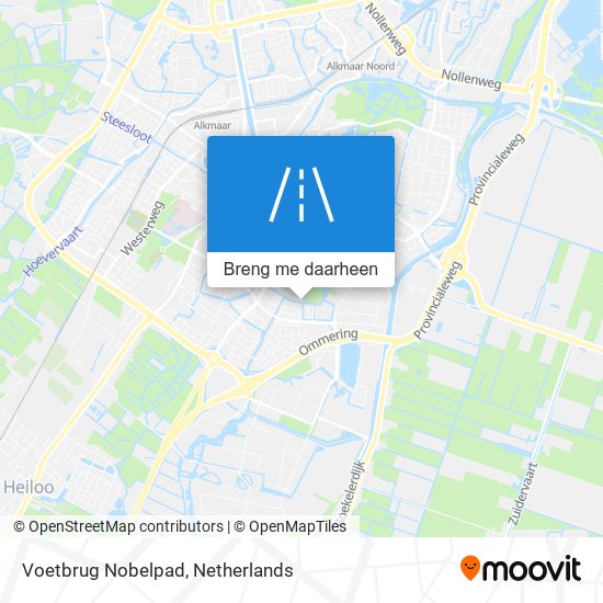 Voetbrug Nobelpad kaart