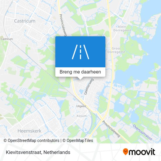 Kievitsvenstraat kaart