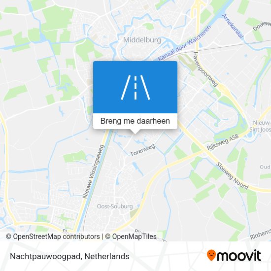 Nachtpauwoogpad kaart