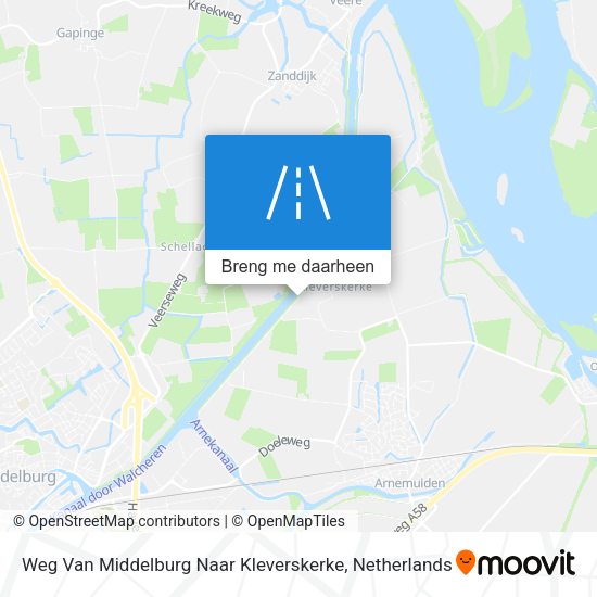 Weg Van Middelburg Naar Kleverskerke kaart