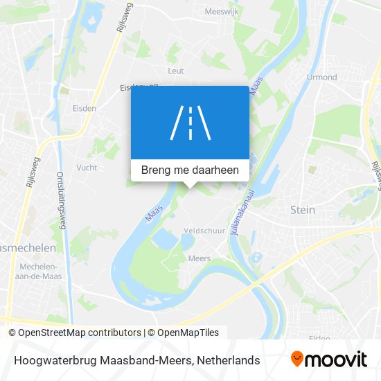 Hoogwaterbrug Maasband-Meers kaart