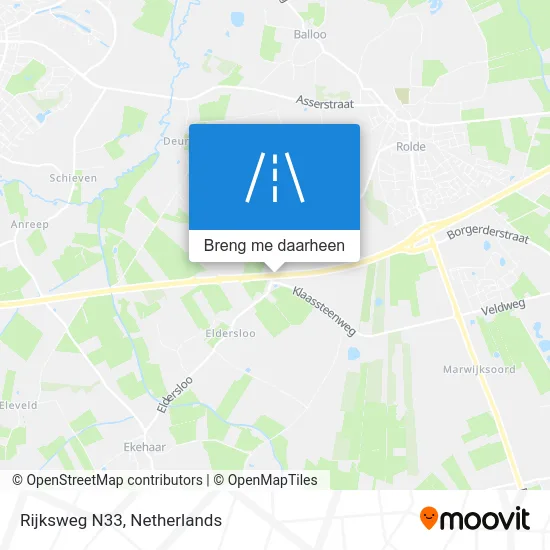 Rijksweg N33 kaart