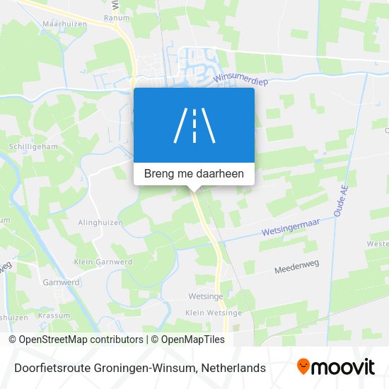 Doorfietsroute Groningen-Winsum kaart