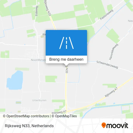 Rijksweg N33 kaart