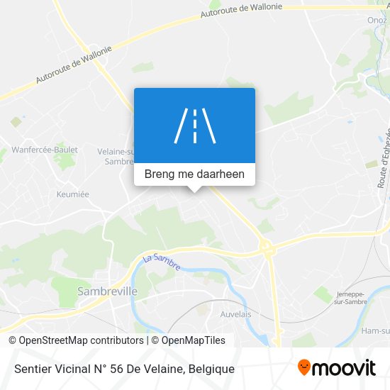 Sentier Vicinal N° 56 De Velaine kaart
