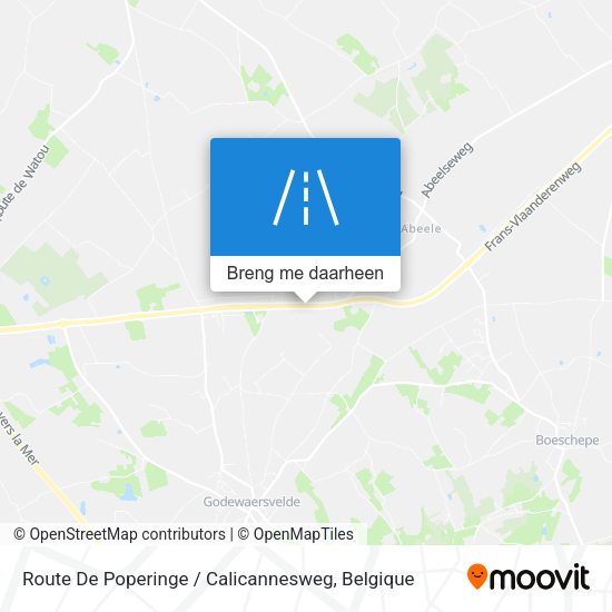 Route De Poperinge / Calicannesweg kaart