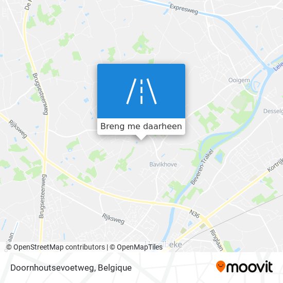 Doornhoutsevoetweg kaart