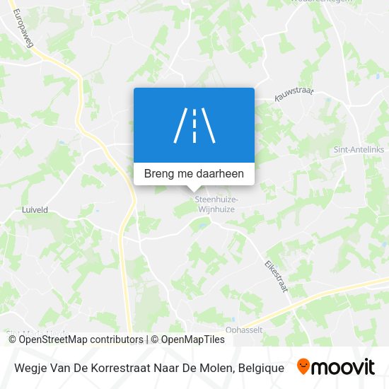 Wegje Van De Korrestraat Naar De Molen kaart