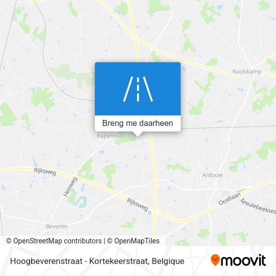 Hoogbeverenstraat - Kortekeerstraat kaart
