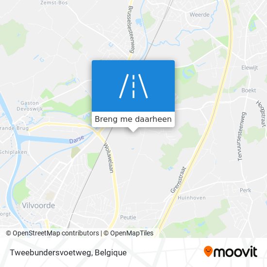 Tweebundersvoetweg kaart