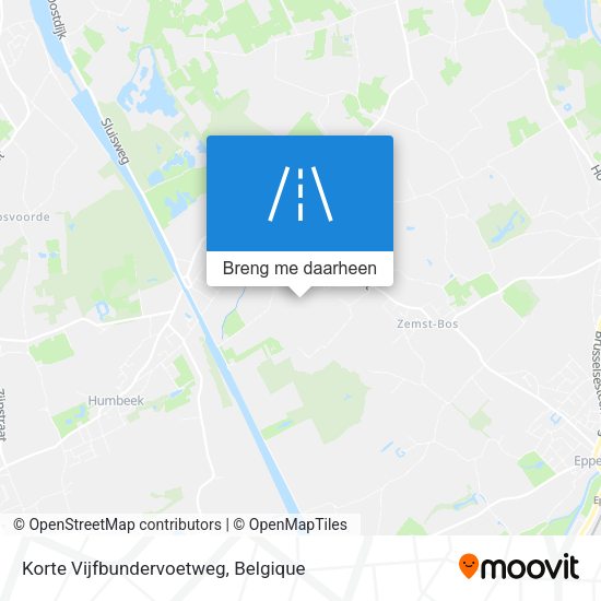 Korte Vijfbundervoetweg kaart