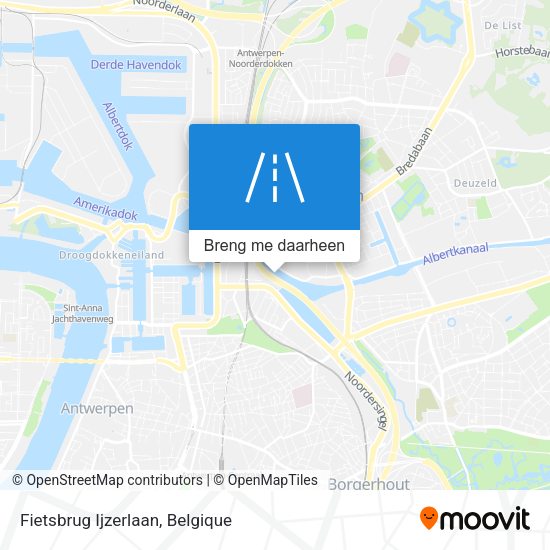 Fietsbrug Ijzerlaan kaart