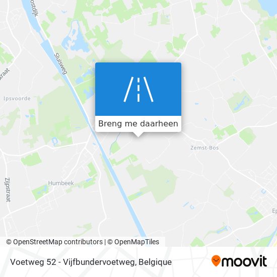 Voetweg 52 - Vijfbundervoetweg kaart