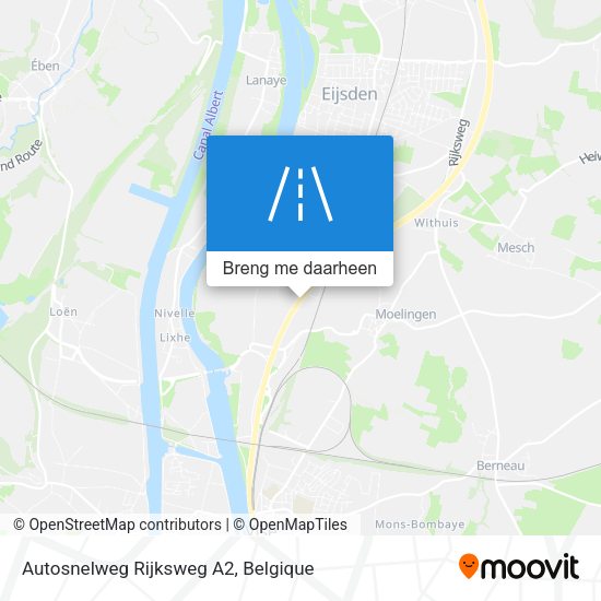 Autosnelweg Rijksweg A2 kaart