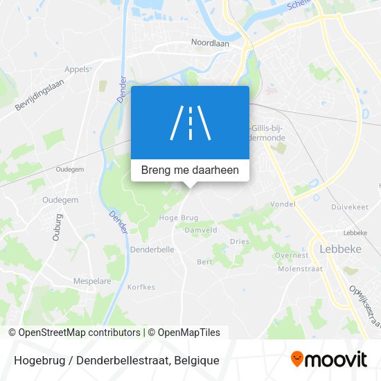 Hogebrug / Denderbellestraat kaart