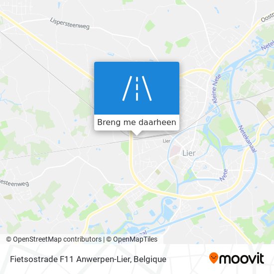 Fietsostrade F11 Anwerpen-Lier kaart