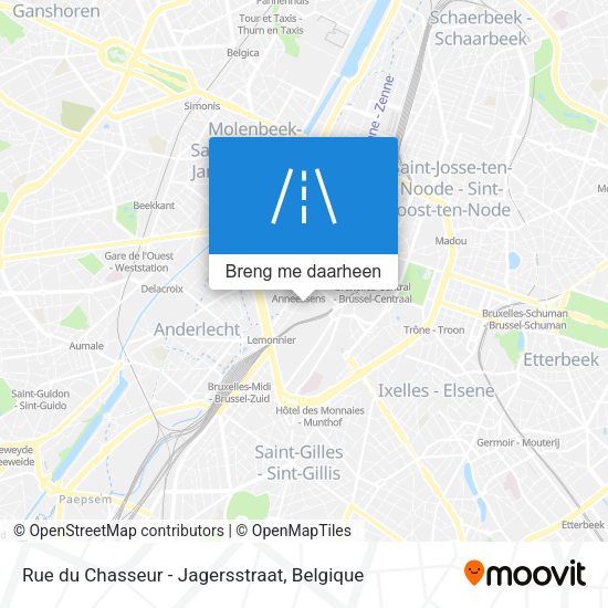 Rue du Chasseur - Jagersstraat kaart