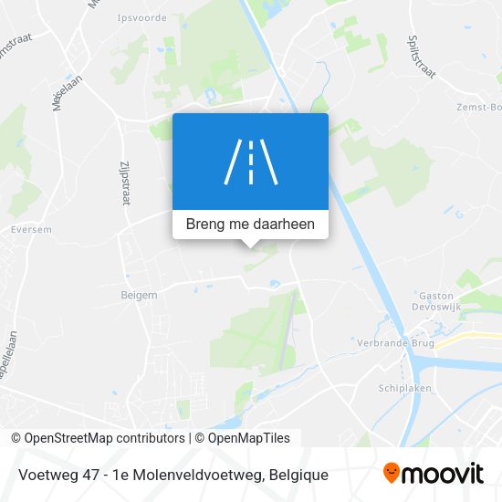 Voetweg 47 - 1e Molenveldvoetweg kaart