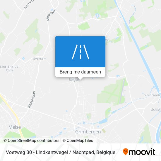 Voetweg 30 - Lindkantwegel / Nachtpad kaart