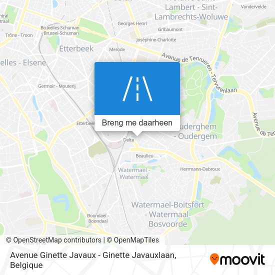 Avenue Ginette Javaux - Ginette Javauxlaan kaart