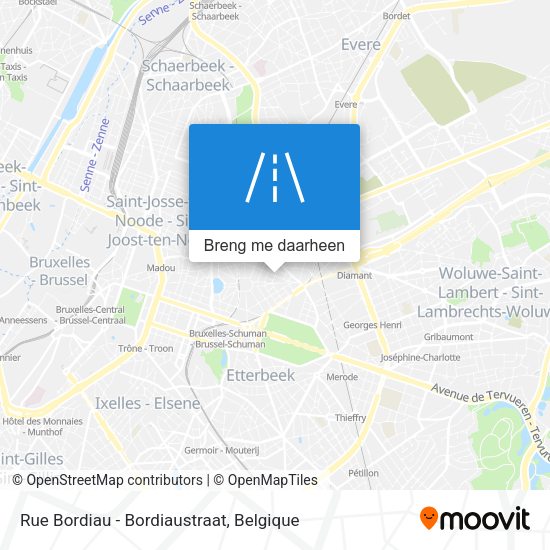 Rue Bordiau - Bordiaustraat kaart