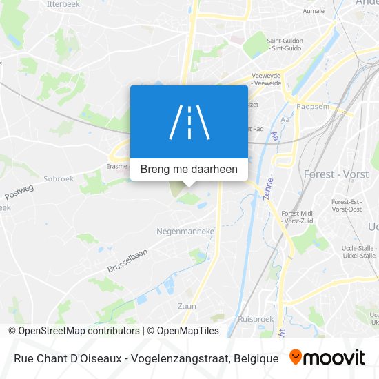 Rue Chant D'Oiseaux - Vogelenzangstraat kaart