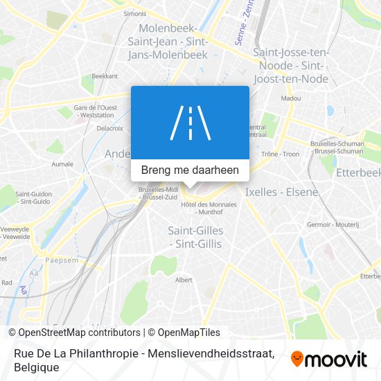 Rue De La Philanthropie - Menslievendheidsstraat kaart