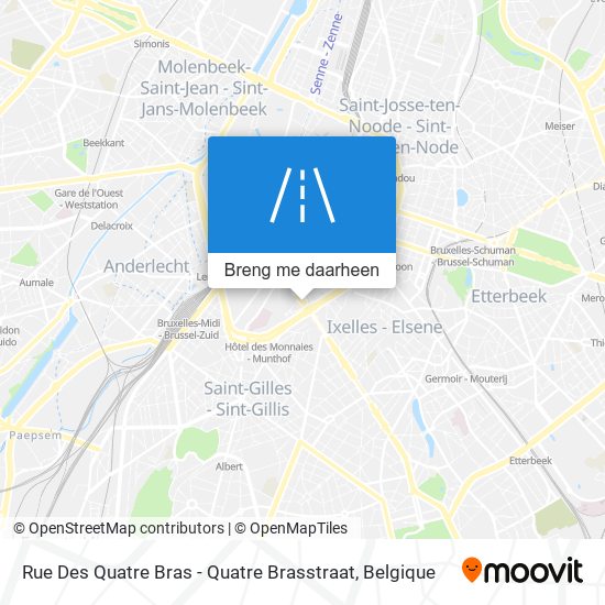 Rue Des Quatre Bras - Quatre Brasstraat kaart