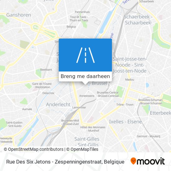 Rue Des Six Jetons - Zespenningenstraat kaart