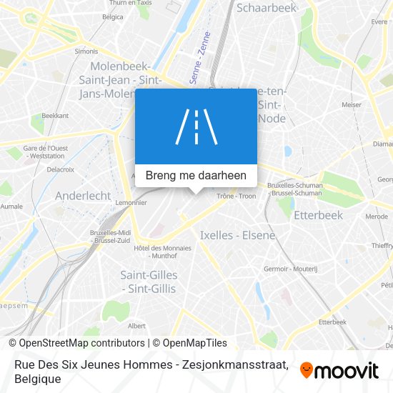 Rue Des Six Jeunes Hommes - Zesjonkmansstraat kaart