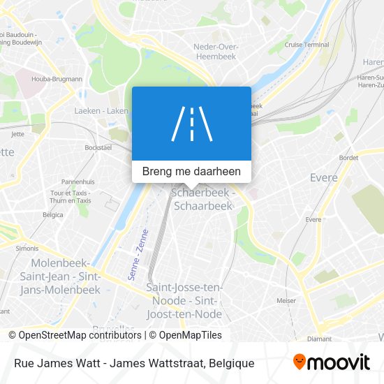 Rue James Watt - James Wattstraat kaart