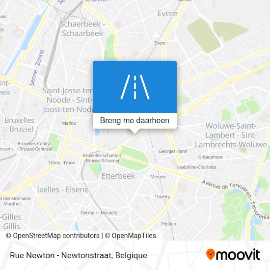 Rue Newton - Newtonstraat kaart
