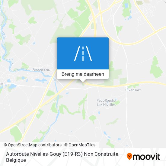 Autoroute Nivelles-Gouy (E19-R3) Non Construite kaart