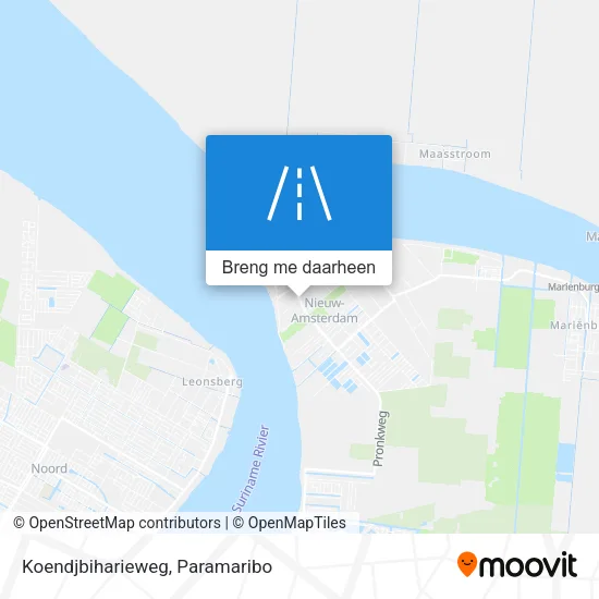 Koendjbiharieweg kaart