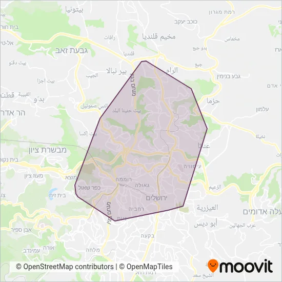 Extra Jerusalem coverage area map