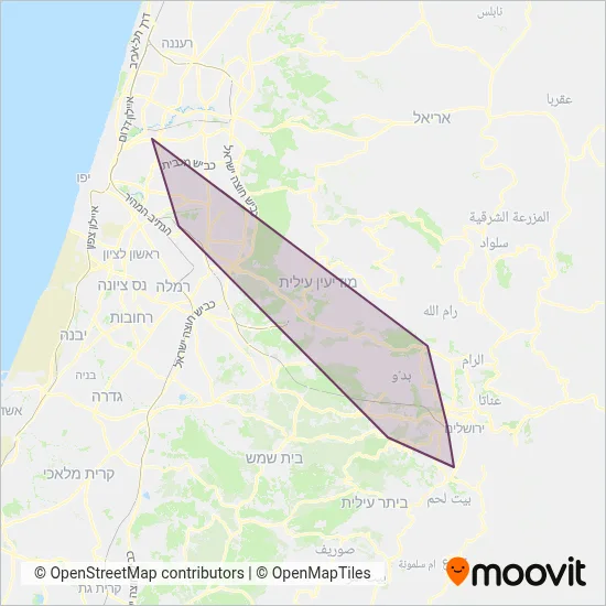 Egged Jerusalem Envelope Route coverage area map