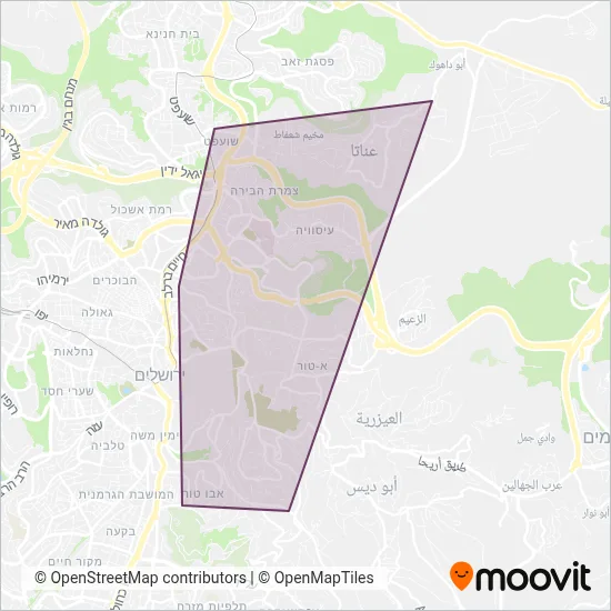Jerusalem-Abu-Tor-Anata Union coverage area map