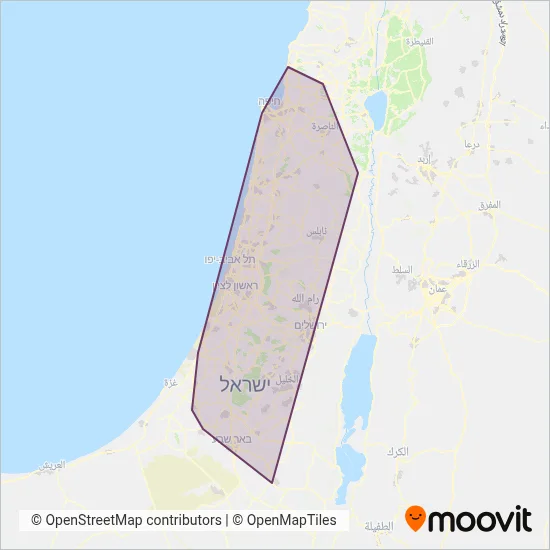 Israel Railways coverage area map