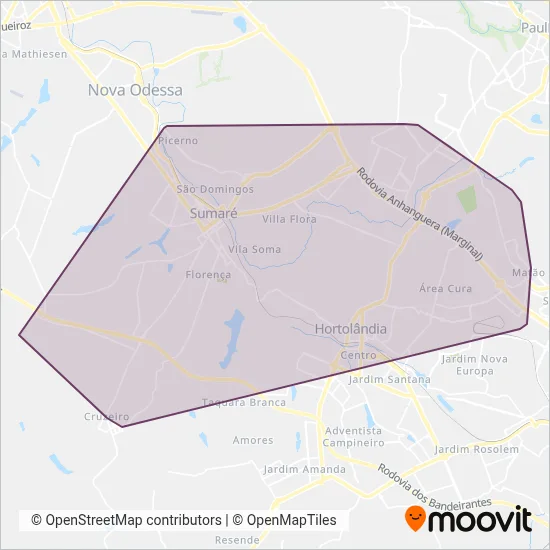 Auto Viação Ouro Verde coverage area map
