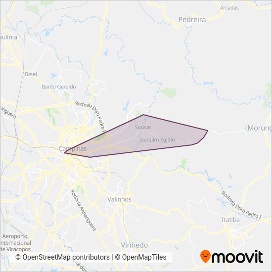 Mapa da área de cobertura da PÁDOVA