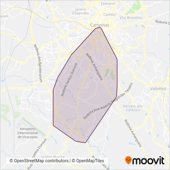 ONICAMP TRANSPORTES coverage area map