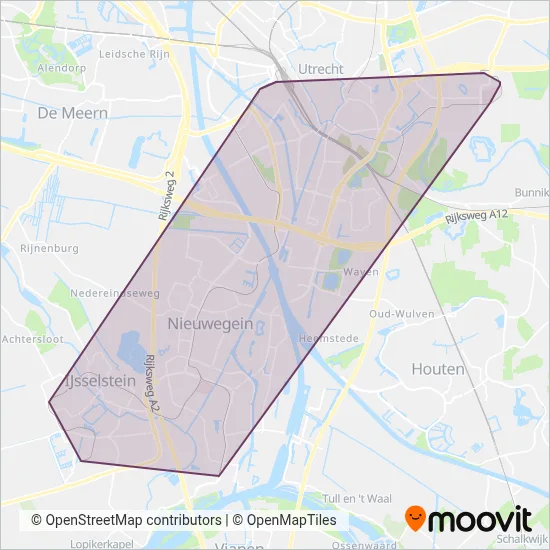 U-OV (Tram) kaart dekkingsgebied